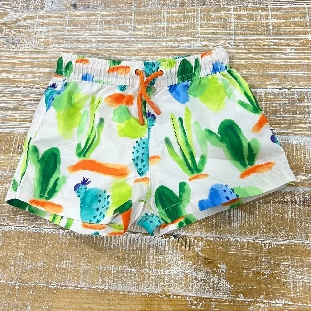 Zara Kids cactus swim trunks shorts watercolor drawstring boy toddler